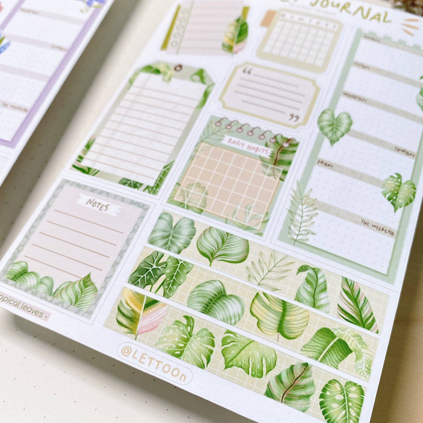 Tropical Leaves - Bullet journal essentials | Klistremerker