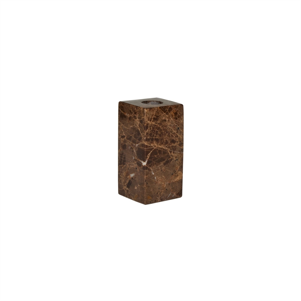 Savi Square Marble Lysestake - High -  Choco