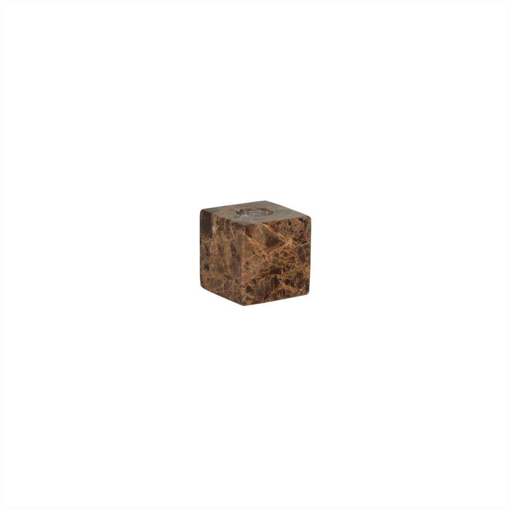 Savi Square Marble Lysestake - Low -  Choco