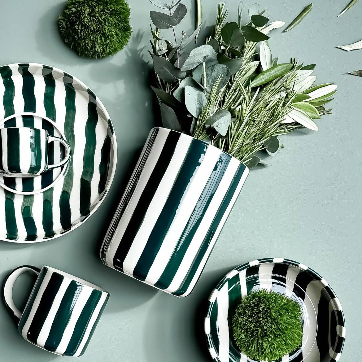 Stripes Vase - gentle green