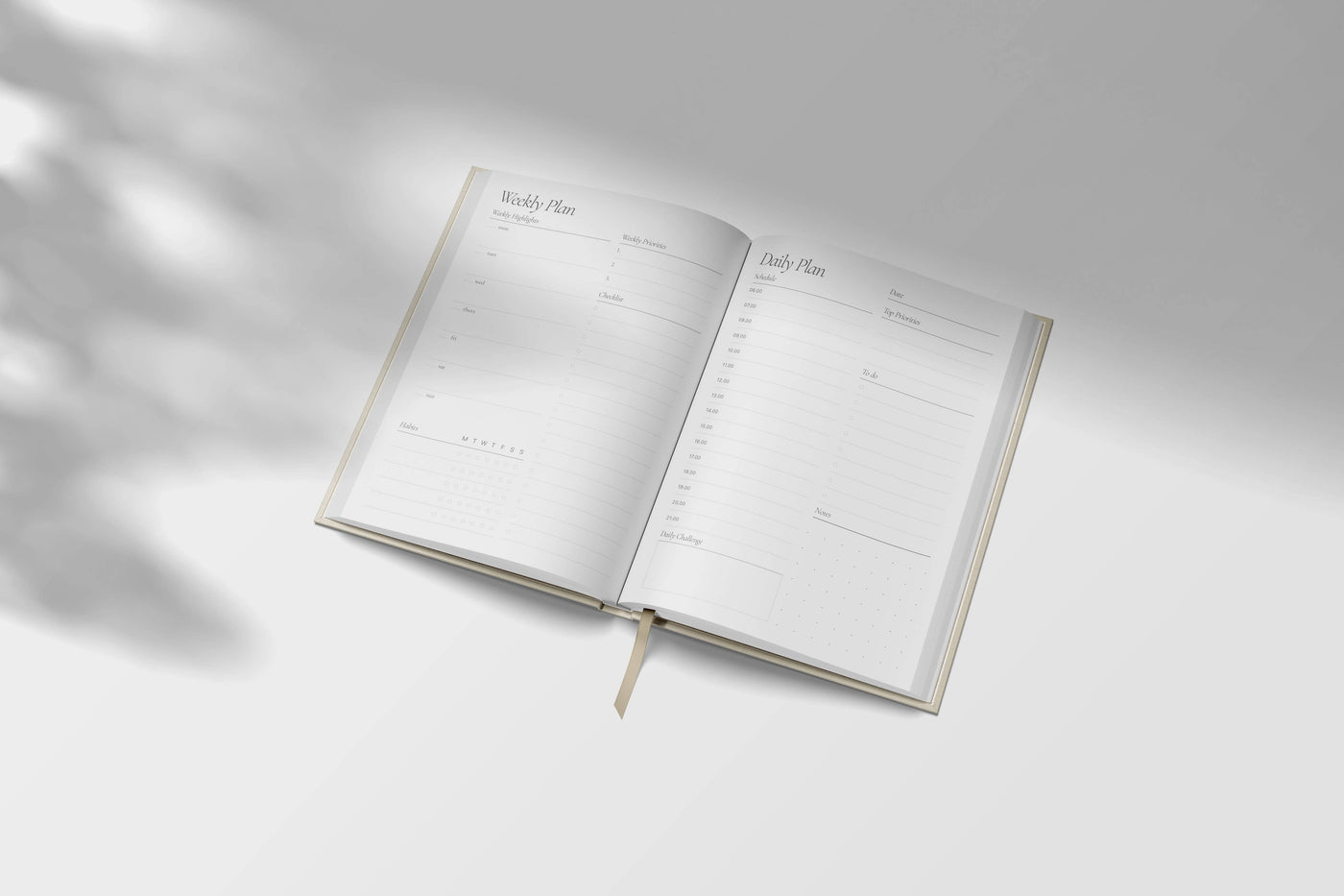 Daily Planner -  A5 Hardback - Sand and Navy