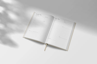 Daily Planner -  A5 Hardback - Sand and Navy