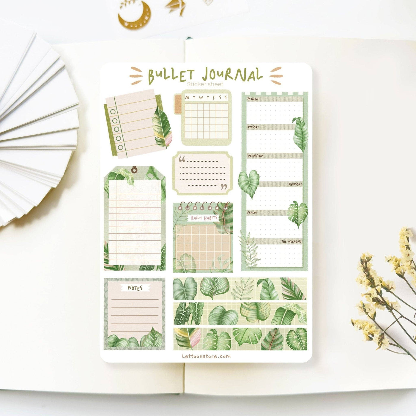 Tropical Leaves - Bullet journal essentials | Klistremerker