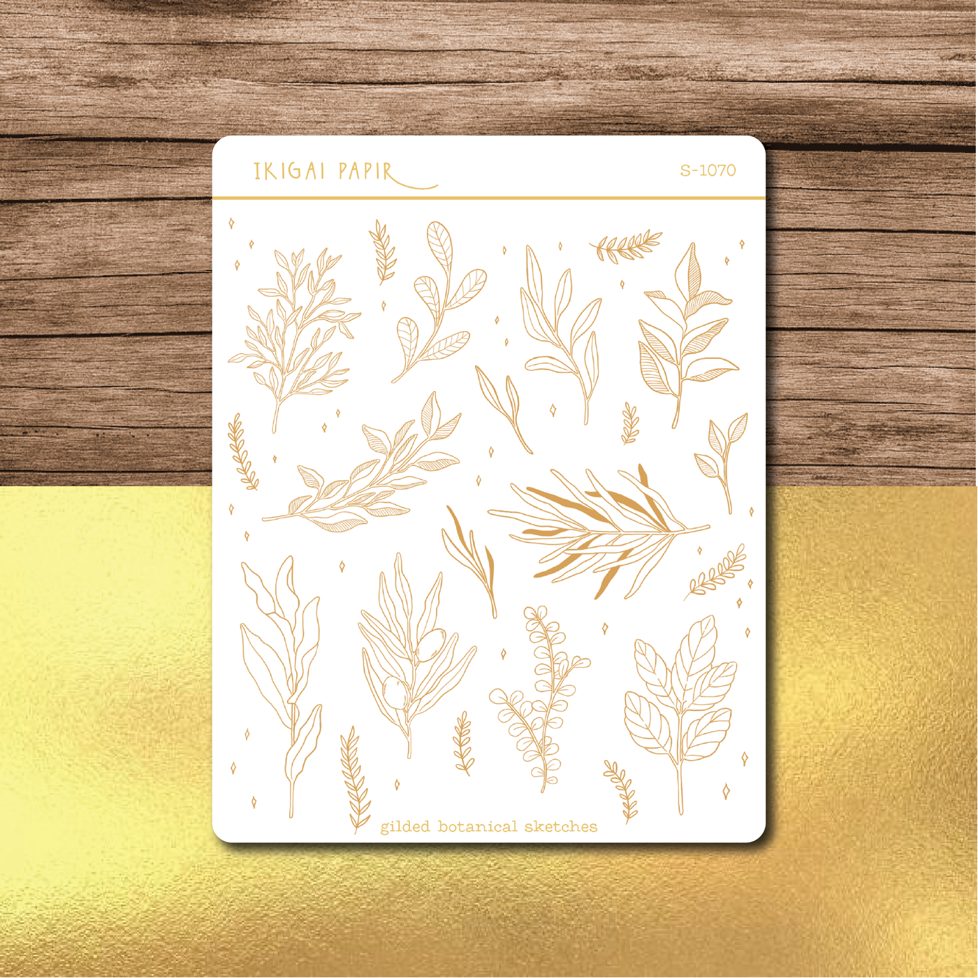 Gilded Botanical Sketches Sticker Sheet